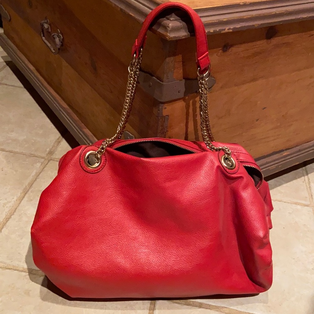Red Vinyl Hobo Bag